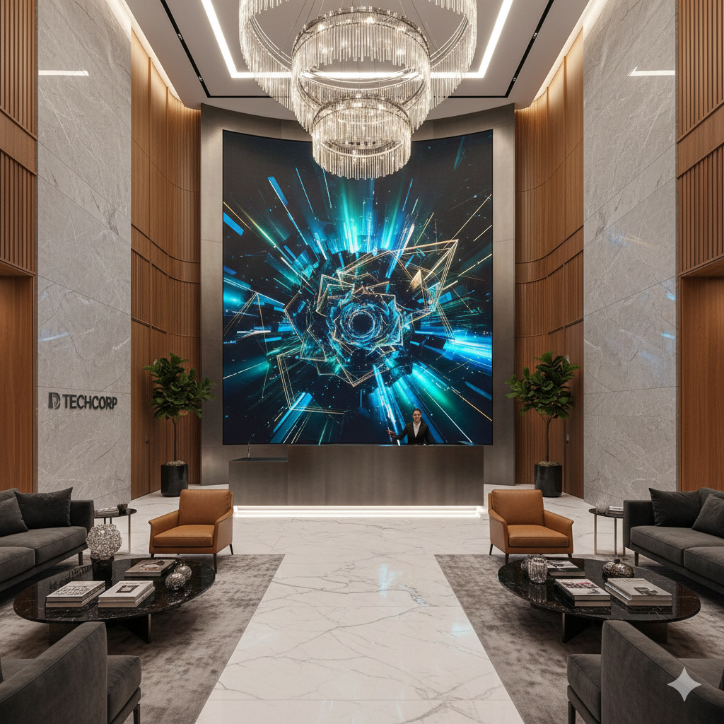 Indoor LED wall in corporate lobby